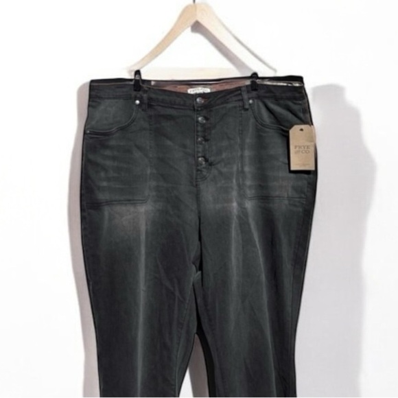 🌻NEW w.tag Frye and Co. Gray Wash Mid Rise Cropped Button-Fly Jeans Size 24W - Picture 2 of 9